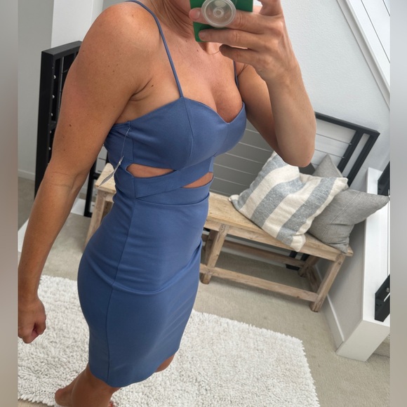 Windsor blue midi formal dress with front tri cutout wedding event summer NWT M - Picture 7 of 13